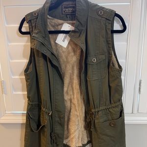 NWT Fur Lined Army Vest